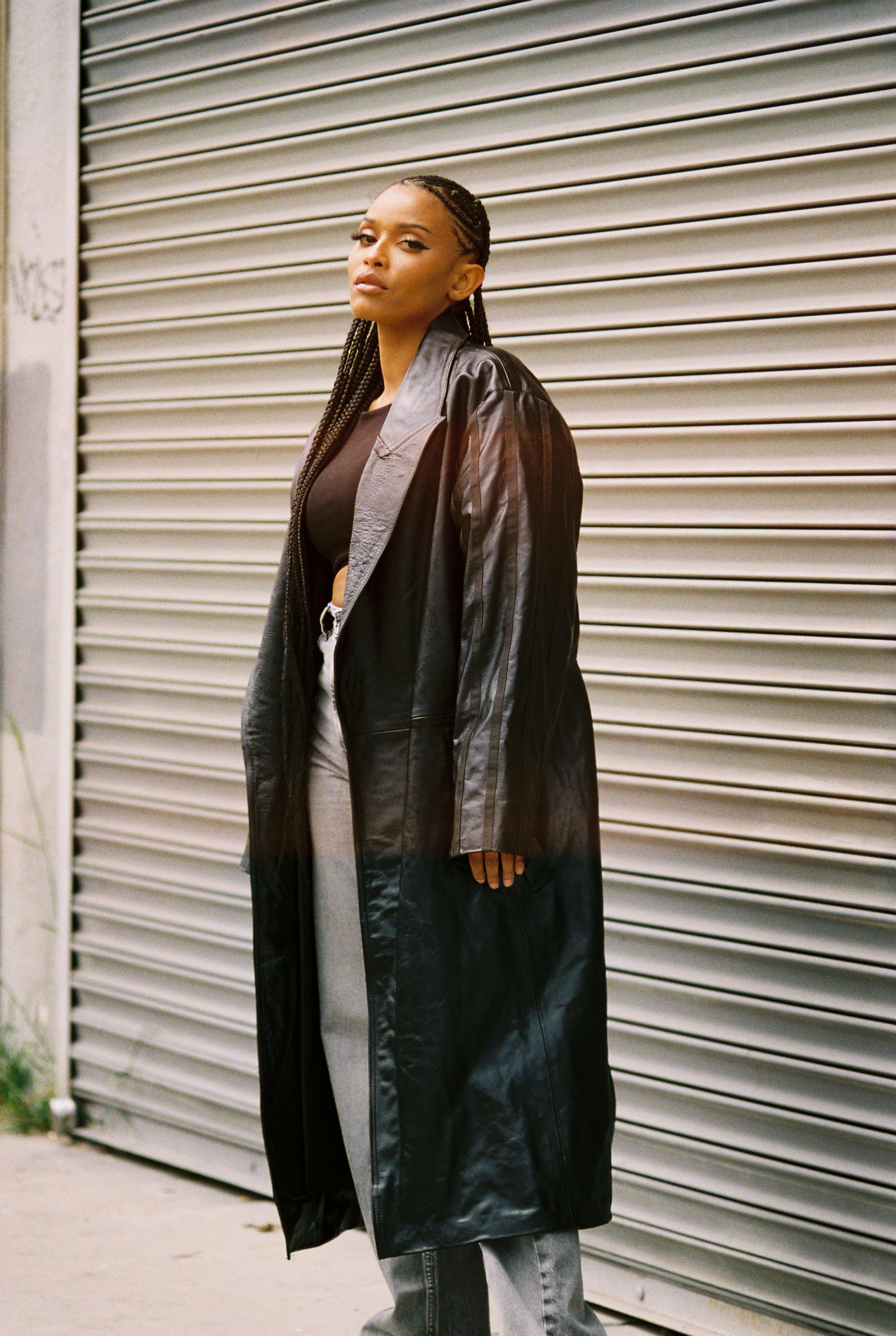 Unisex Midnight Oversized Leather Trench Coat